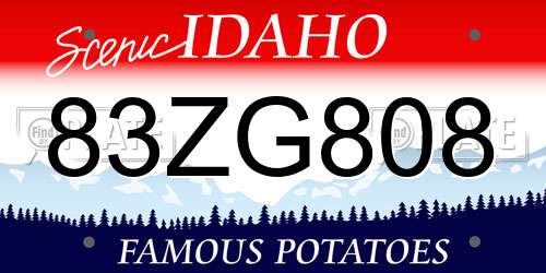 83ZG808 Idaho License Plate