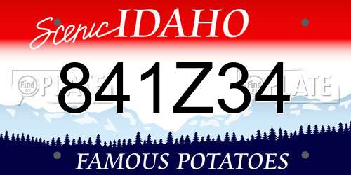 841Z34 Idaho License Plate