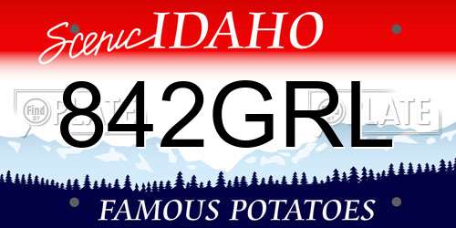 842GRL Idaho License Plate