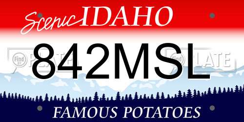 842MSL Idaho License Plate