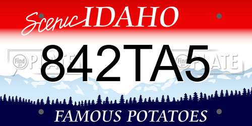 842TA5 Idaho License Plate