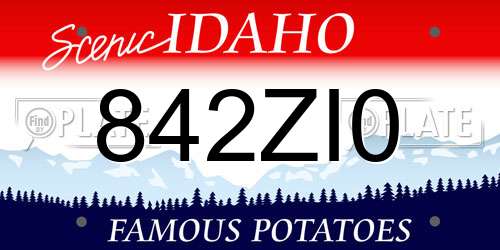 842ZI0 Idaho License Plate