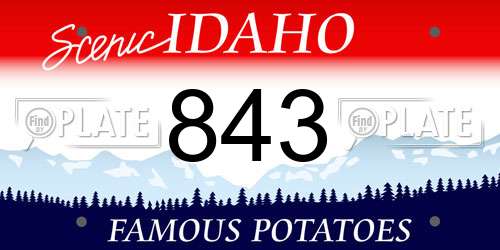 843 Idaho License Plate