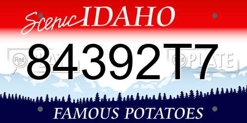 84392T7 Idaho License Plate