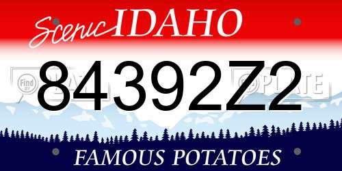 84392Z2 Idaho License Plate