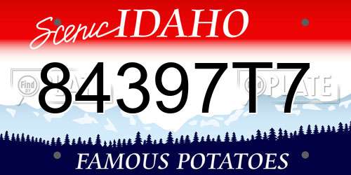 84397T7 Idaho License Plate