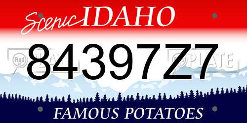 84397Z7 Idaho License Plate