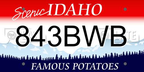 843BWB Idaho License Plate