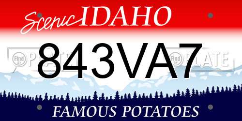 843VA7 Idaho License Plate
