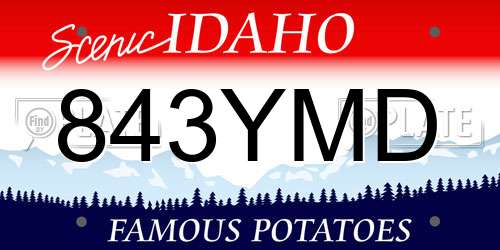 843YMD Idaho License Plate