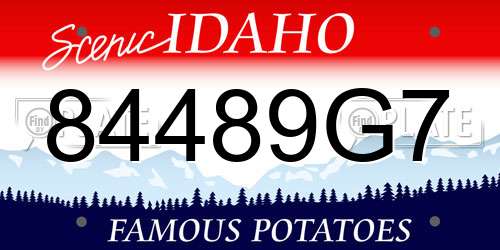 84489G7 Idaho License Plate