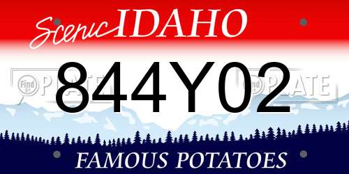844Y02 Idaho License Plate