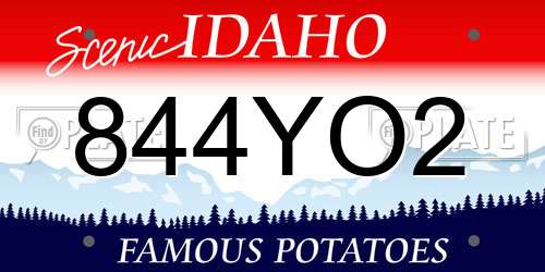 844YO2 Idaho License Plate