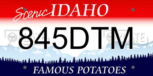 845DTM Idaho License Plate