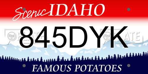 845DYK Idaho License Plate
