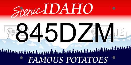 845DZM Idaho License Plate