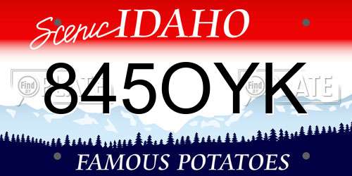 845OYK Idaho License Plate