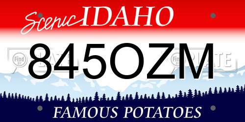 845OZM Idaho License Plate