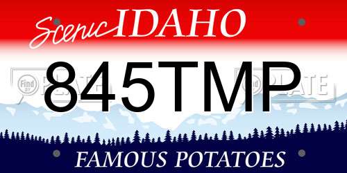 845TMP Idaho License Plate