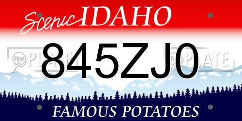 845ZJ0 Idaho License Plate