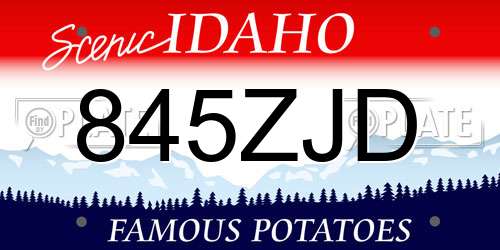 845ZJD Idaho License Plate