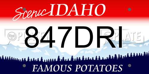 847DRI Idaho License Plate