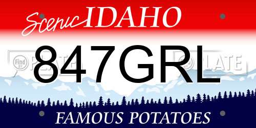 847GRL Idaho License Plate