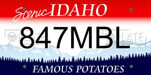 847MBL Idaho License Plate