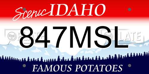 847MSL Idaho License Plate