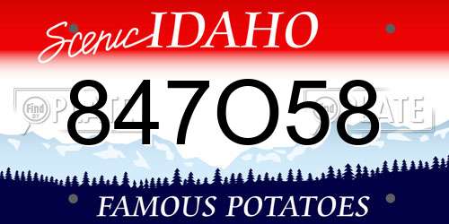 847O58 Idaho License Plate