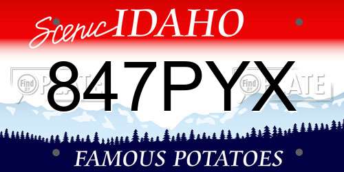 847PYX Idaho License Plate