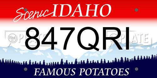 847QRI Idaho License Plate