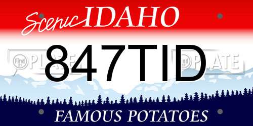 847TID Idaho License Plate