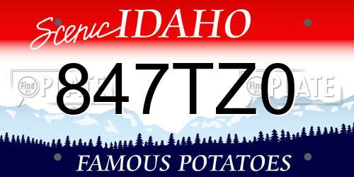 847TZ0 Idaho License Plate