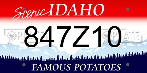 847Z10 Idaho License Plate