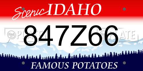 847Z66 Idaho License Plate