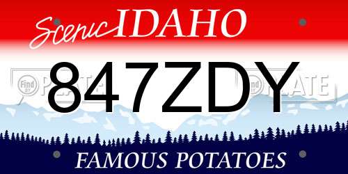 847ZDY Idaho License Plate
