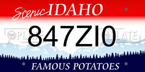 847ZI0 Idaho License Plate