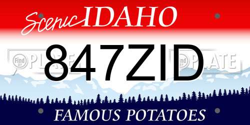 847ZID Idaho License Plate