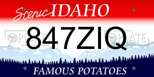 847ZIQ Idaho License Plate