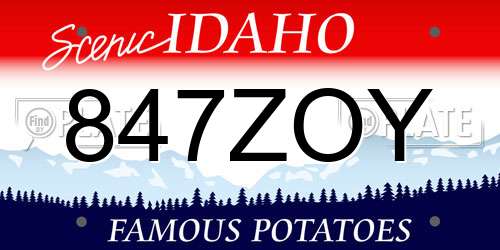 847ZOY Idaho License Plate