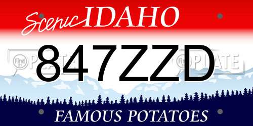 847ZZD Idaho License Plate