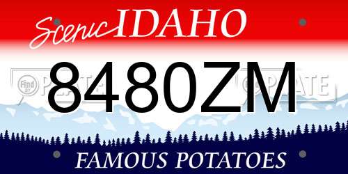 8480ZM Idaho License Plate