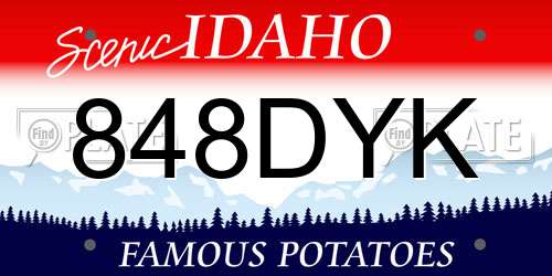 848DYK Idaho License Plate