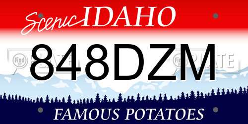 848DZM Idaho License Plate