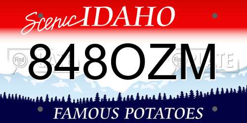 848OZM Idaho License Plate