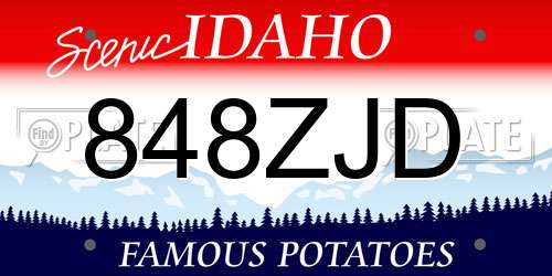 848ZJD Idaho License Plate