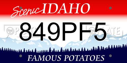 849PF5 Idaho License Plate