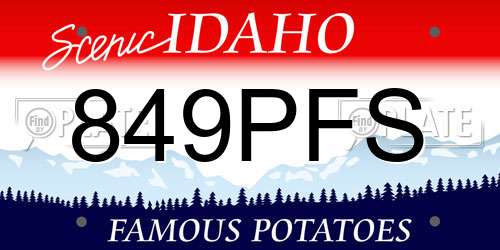 849PFS Idaho License Plate