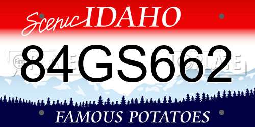 84GS662 Idaho License Plate